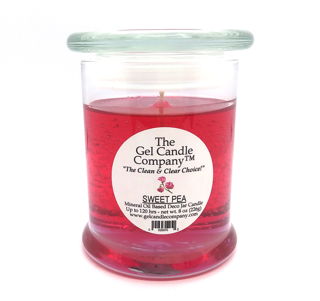 Sweet Pea Scented Gel Candle up to 120 Hour Deco Jar - Click Image to Close