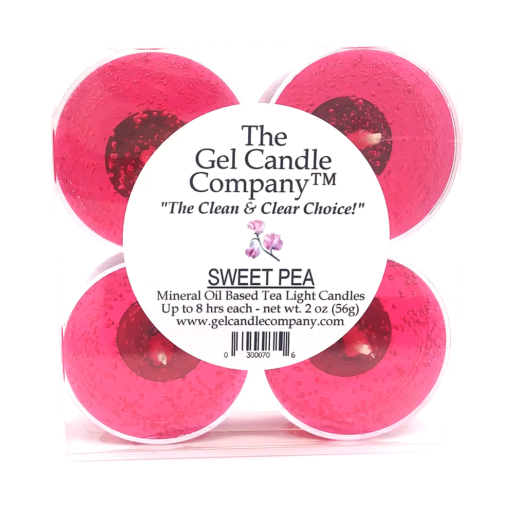 (image for) Sweet Pea Scented Gel Candle Tea Lights - 4 pk.