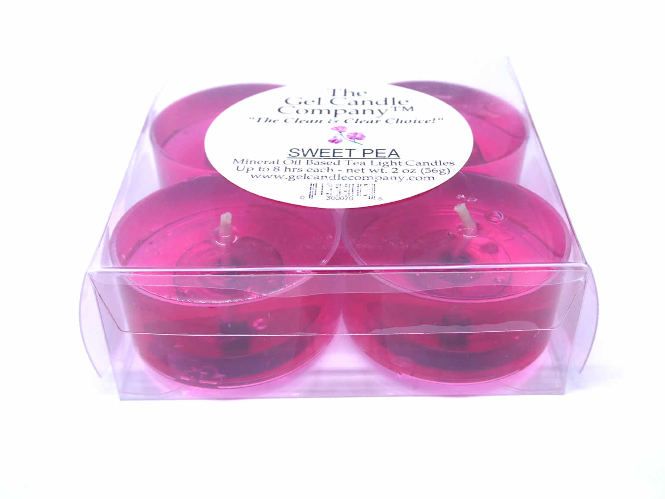 Sweet Pea Scented Gel Candle Tea Lights - 4 pk. - Click Image to Close