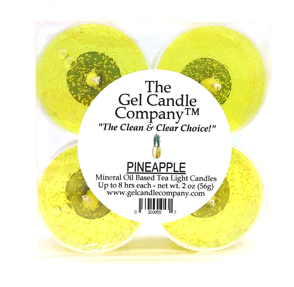 Pineapple Scented Gel Candle Tea Lights - 4 pk. - Click Image to Close
