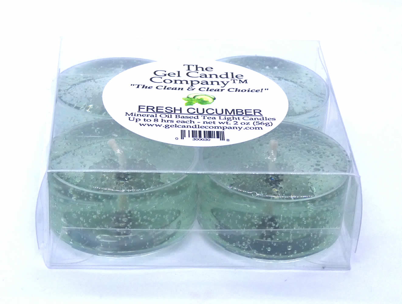 Fresh Cucumber Scented Gel Candle Tea Lights - 4 pk. - Click Image to Close