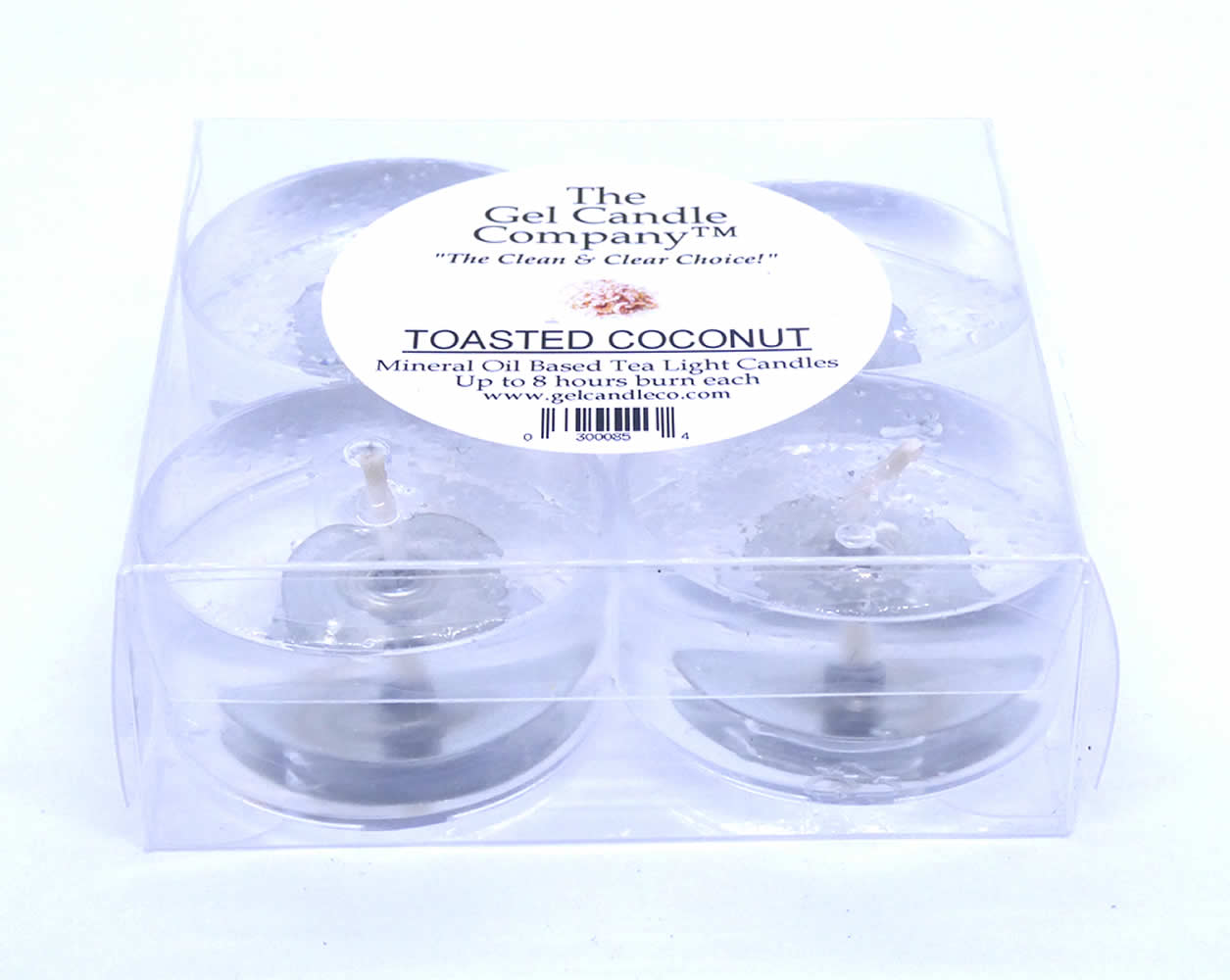 Toasted Coconut Scented Gel Candle Tea Lights - 4 pk. - Click Image to Close