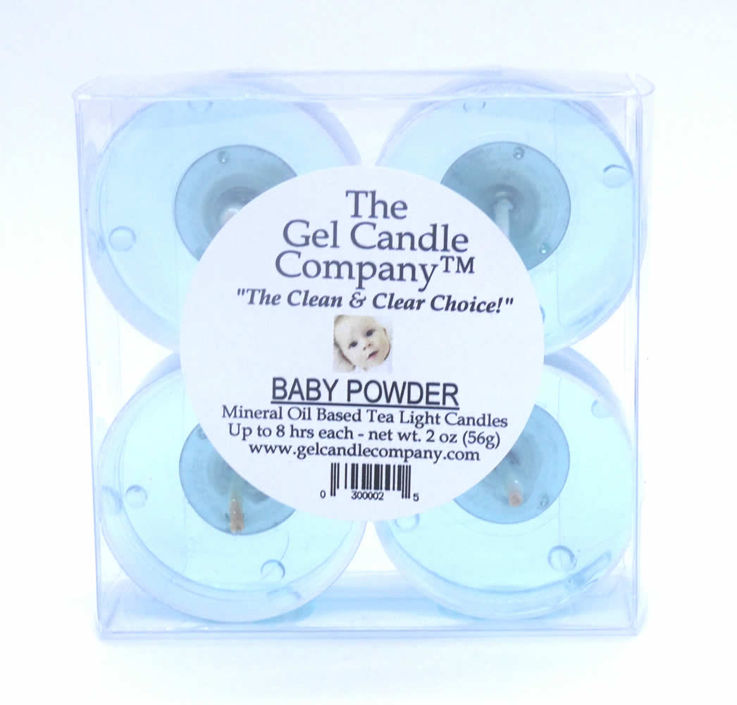 Baby Powder Scented Gel Candle Tea Lights - 4 pk.
