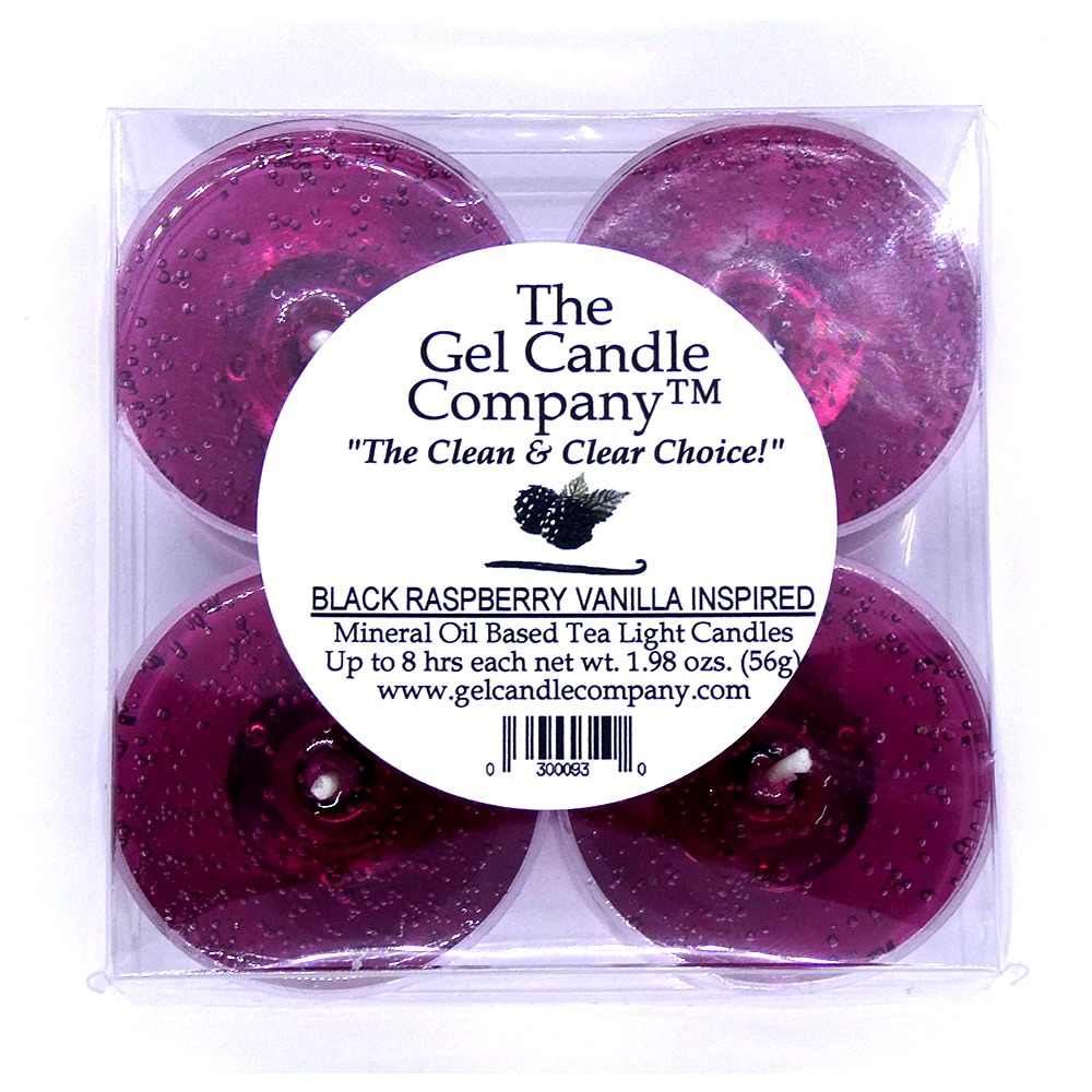 Black Raspberry Vanilla Inspired Gel Candle Tea Lights - 4 pk.