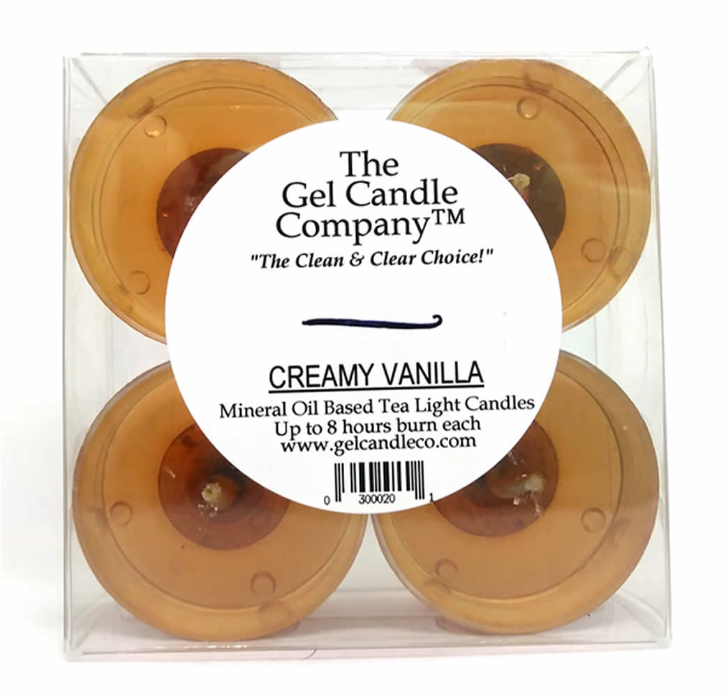 Creamy Vanilla Scented Gel Candle Tea Lights - 4 pk. - Click Image to Close