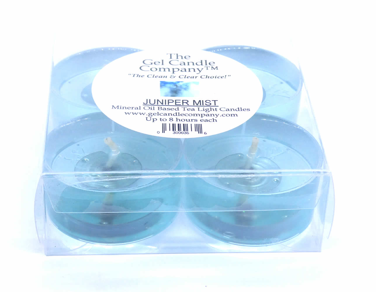 Juniper Mist Scented Gel Candle Tea Lights - 4 pk. - Click Image to Close