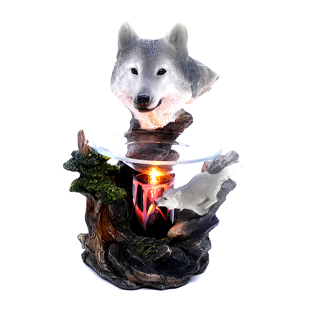 Wolves Figurine Statue Oil Melt Warmer On Dimmer - Click Image to Close