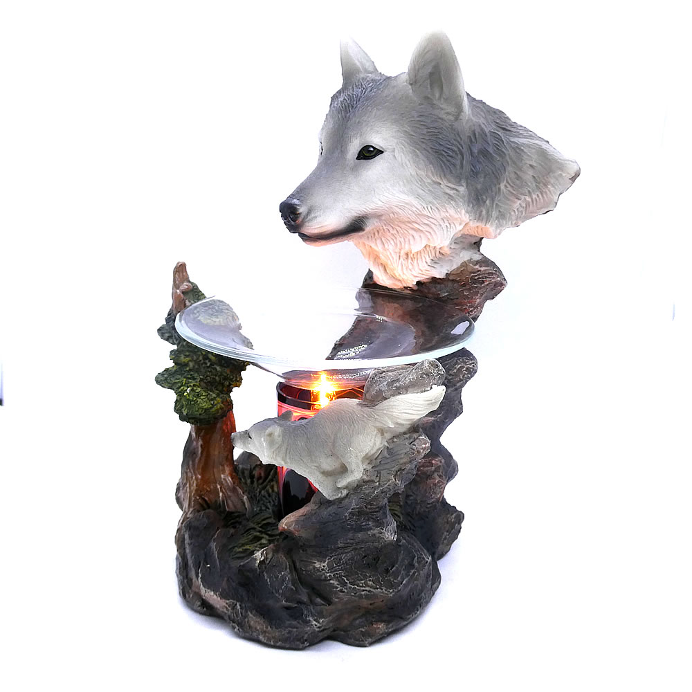 Wolves Figurine Statue Oil Melt Warmer On Dimmer - Click Image to Close