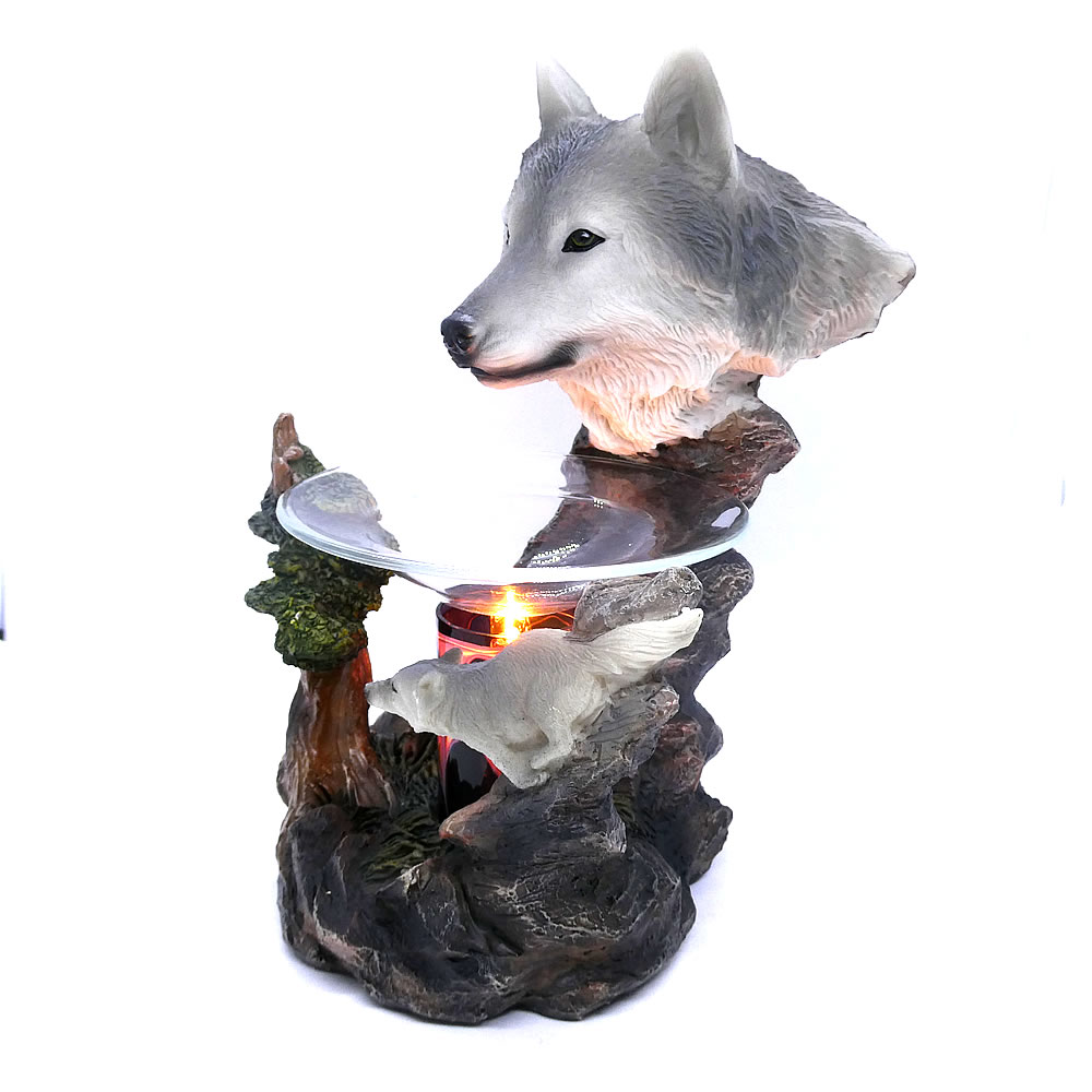 Wolves Figurine Statue Oil Melt Warmer On Dimmer