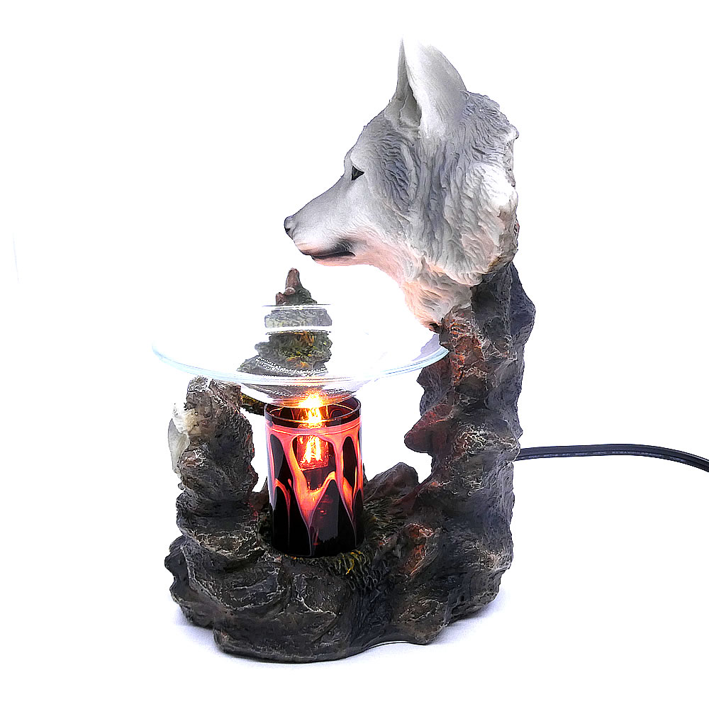 Wolves Figurine Statue Oil Melt Warmer On Dimmer