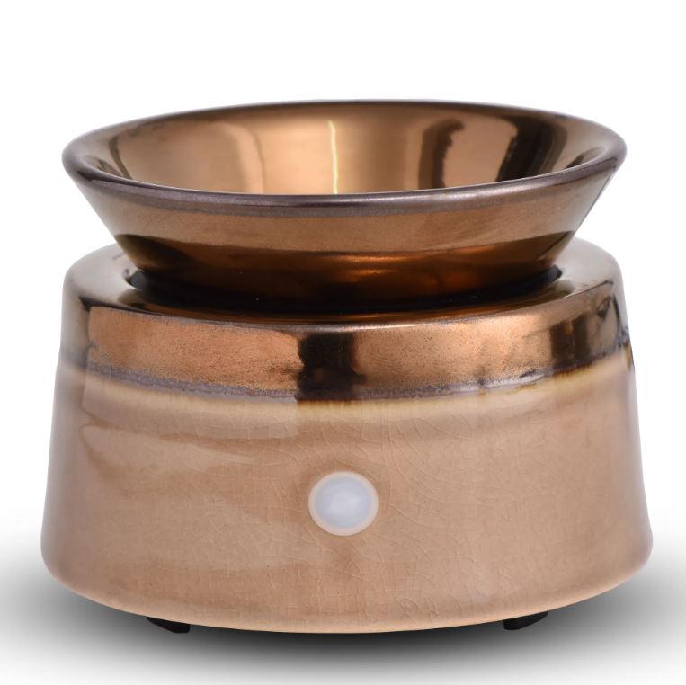 Copper & Beige Ceramic Electric Oil And Melt Warmer With Dish