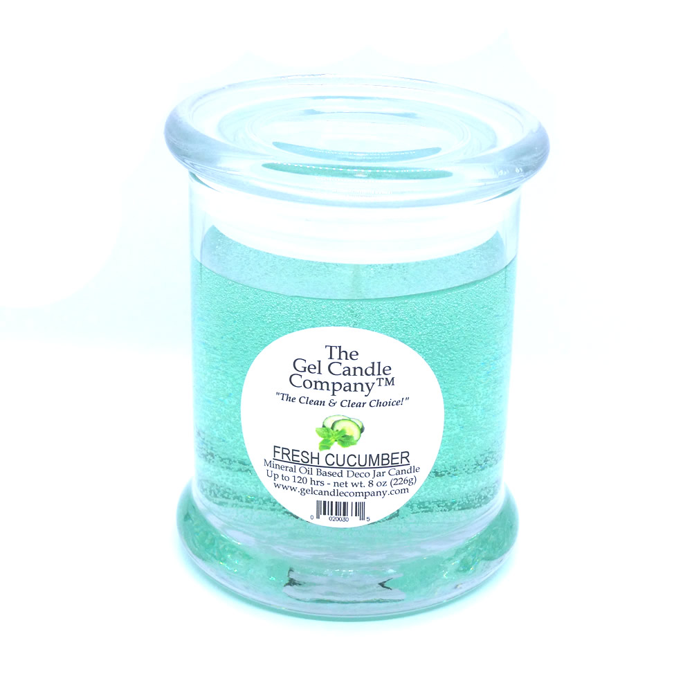 Fresh Cucumber Scented Gel Candle up to 120 Hour Deco Jar - Click Image to Close