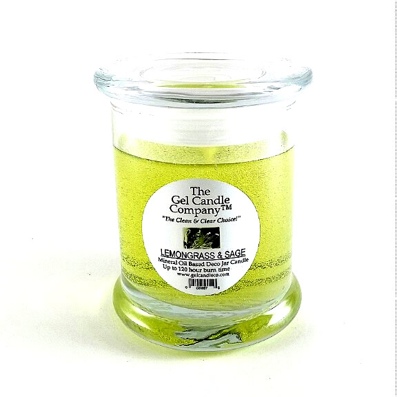 Lemongrass & Sage Scented Gel Candle up to 120 Hour Deco Jar - Click Image to Close