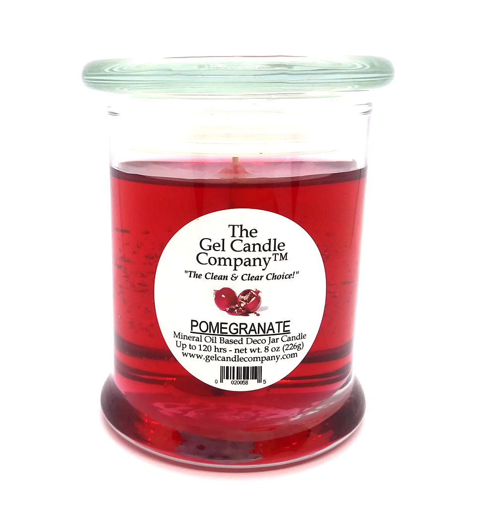 Pomegranate Scented Gel Candle up to120 Hour Deco Jar - Click Image to Close