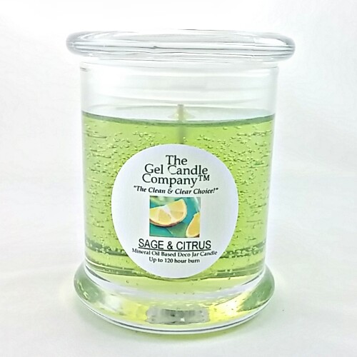 Sage Scented Gel Candle up to 120 Hour Deco Jar - Click Image to Close