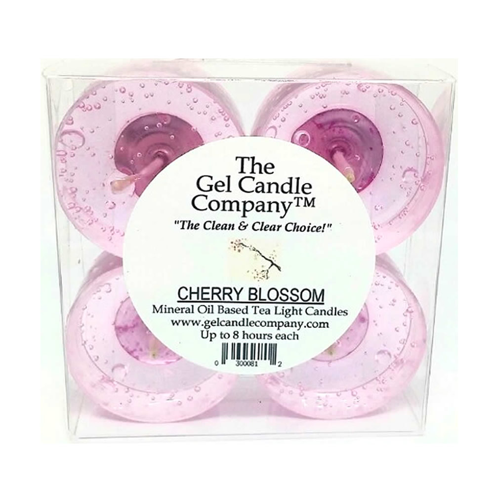 Cherry Blossom Scented Gel Candle Tea Lights - 4 pk. - Click Image to Close