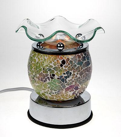 (image for) Elegant Cracked Glass Aroma Lamp Diffuser Warmer - Sage Green